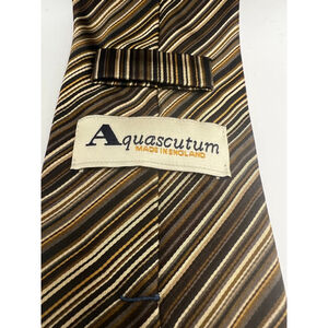 NWOT Aquascutum Striped Tie One Size Brown Gold